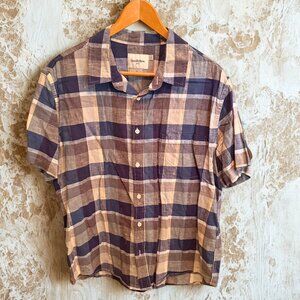 GOODFELLOW & CO 🏷️ Plaid Cotton/Linen Blend | Short Sleeve